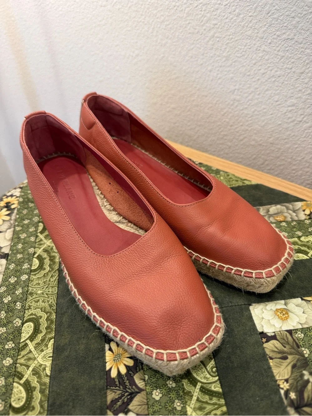 Everlane Women's Leather Espadrille Flats in Terracotta Red